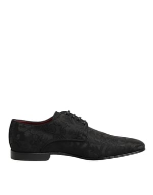 Dolce & Gabbana Svart Brokad Snörade Derby Skor för Män
