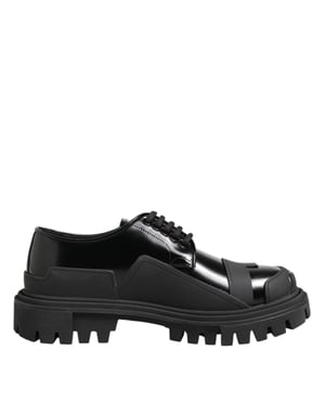Dolce & Gabbana Zwarte Patenten Leren Trekking Derby Shoes