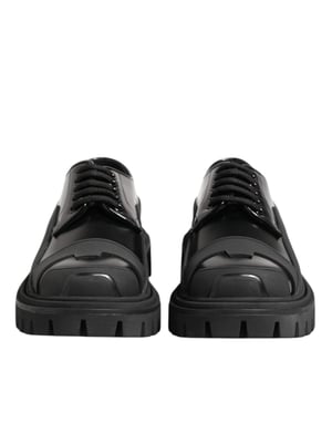 Dolce & Gabbana Zwarte Patenten Leren Trekking Derby Shoes
