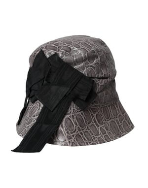 Dolce & Gabbana Svart Grå Mönstrad Läder Bucket Hat