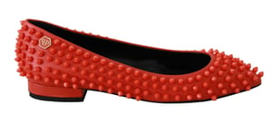 Philipp Plein Orange Läderskor Ballerina WHAT I DO Platta Skor