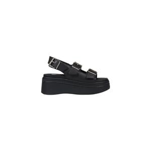 Tommy Hilfiger Jeans Svart Skinn Platå Sandaler