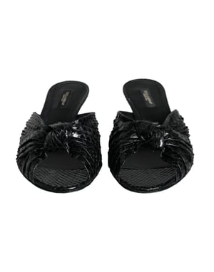 Dolce & Gabbana Svarta Läderklackar Slides Sandaler Skor