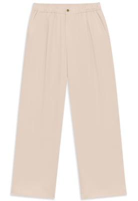 Bugatti Herren Broek met bandplooien, naturel linnenmix
