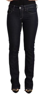 GF Ferre Svart Bomull Stretch Låg Midja Skinny Denim Jeans