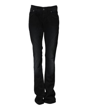 John Galliano Svart Bomull Mid Waist Tapered Denim Jeans