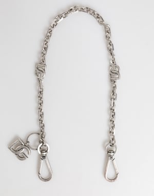 Dolce & Gabbana Zilverkleurige Messing DG Logo Detail Ketting Heren Necklace