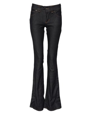 John Galliano Blå Midja Bomull Vida Ben Denim Jeans