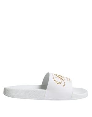 Dolce & Gabbana Witte Leren Slippers Sandalen Strandmode Schoenen