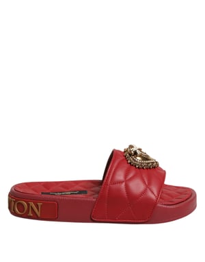 Dolce & Gabbana Röda Devotion Matelassé Lädertofflor