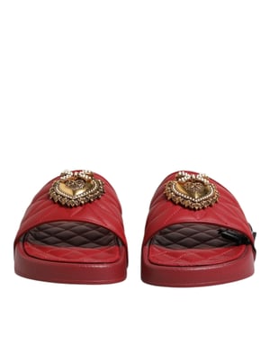 Dolce & Gabbana Röda Devotion Matelassé Lädertofflor