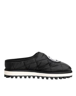 Dolce & Gabbana Svarta Nylon Lågtopps Slip-On Sneakers