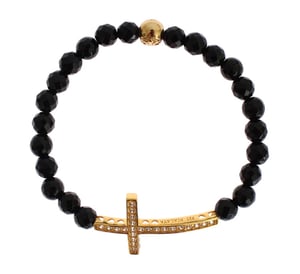 Nialaya Agaatsteen Gouden CZ Kruis 925 Zilveren Armband