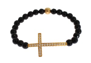 Nialaya Agaatsteen Gouden CZ Kruis 925 Zilveren Armband