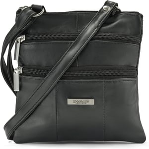 Women's Real Leather Crossbody Bag in Black