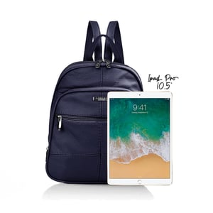 Women's Genuine Leather Backpack in Navy