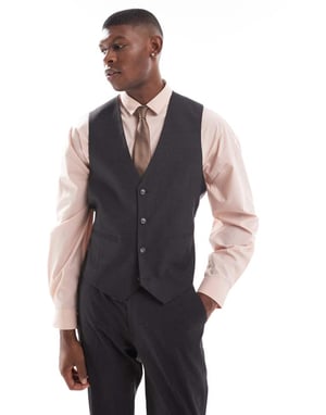 ASOS DESIGN slim suit waistcoat in charcoal