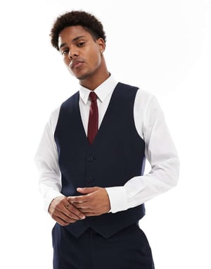 ASOS DESIGN slim suit waistcoat in navy