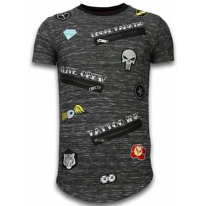 Local Fanatic Longfit asymmetric embroidery t-shirt patches