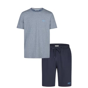Phil & Co Heren shortama korte pyjama set grijs/donkerblauw gestreept