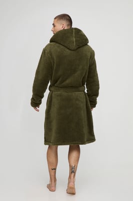 Borg Lined Hooded Dressing Gown