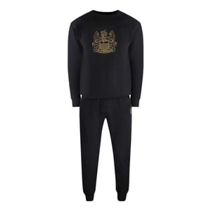 Aquascutum Heren Iconic Katoenmix Crew Neck Tracksuit Set (Zwart)