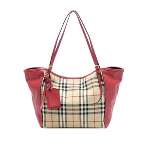 Pre-owned Small Haymarket Check Canvas And Leather Canterbury Tote