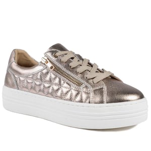 Jones Bootmaker Arianna Quilted Leather Zip & Lace Trainers