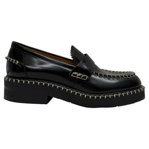 Chloé Noua Loafers i svart läder med stickade sömmar