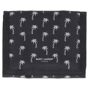 Saint Laurent Palm Tree Tri-Fold Wallet in Black Nylon