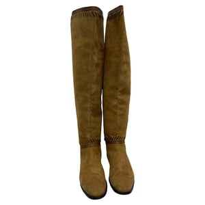 Jimmy Choo Tassel Accent Knee-High Boots in Brown Suede
