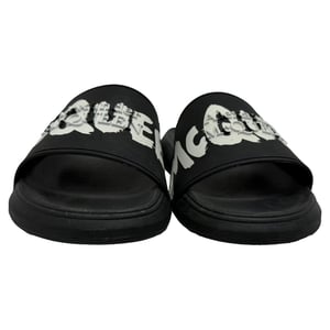 Alexander Mcqueen Grafitti Logo Slide Sandals in Black Rubber