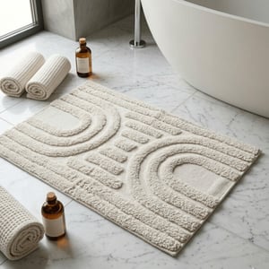 Casa di Elturo Badmat katoen boho squares franjes /wit – 50 x 80 cm