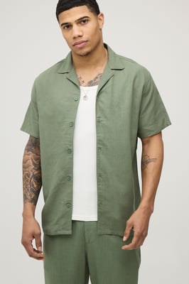 Regular Fit Short Sleeve Linen Blend Shirt