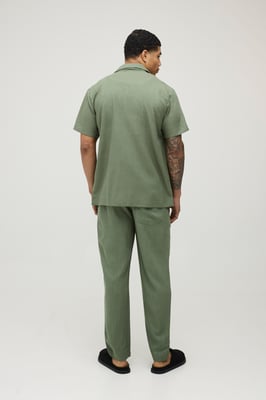 Regular Fit Short Sleeve Linen Blend Shirt