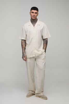 Tall Holiday Linen Blend Oversized Shirt & Relaxed Trouser Set