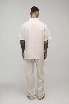 Tall Holiday Linen Blend Oversized Shirt & Relaxed Trouser Set