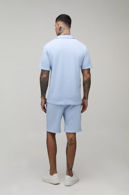 Tall Short Sleeve Jersey Herringbone Regular Polo Shirt & Short Set