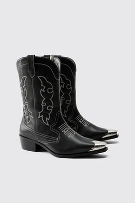 Embellished Cowboy Boot With Toe Cap