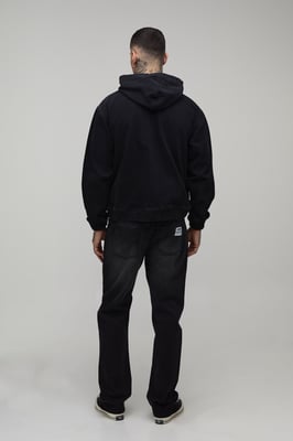 Tall Washed Denim Zip Up Hoodie