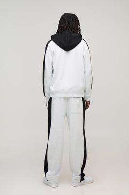 Oversized Panel Zip Through Hoodie & Relaxed Jogger Tracksuit