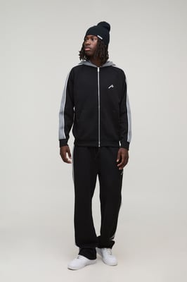 Oversized Panel Zip Through Hoodie & Relaxed Jogger Tracksuit
