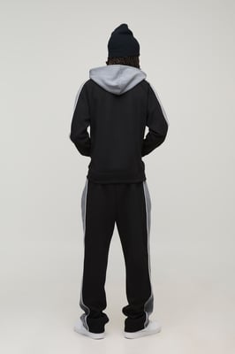 Oversized Panel Zip Through Hoodie & Relaxed Jogger Tracksuit