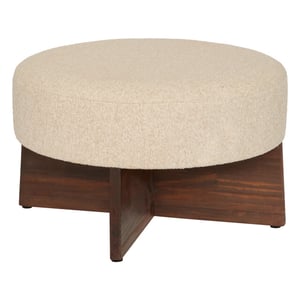 Casa di Elturo Bouclé poef arona ivoor/bruin – Ø 50 x h 30 cm