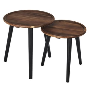 Casa di Elturo Liora bijzettafel set van 2 – acaciahout & grenen – rond – noir/marron