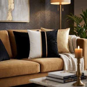 Casa di Elturo Sierkussen aurelio velvet 45 x 45 cm – luxe zwart kussen met gouden details