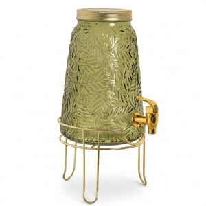 Casa di Elturo Drankdispenser leafs verde 3,3l met tap kraan en metalen onderstel – /