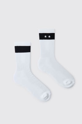 Twin Star Embroidered Socks