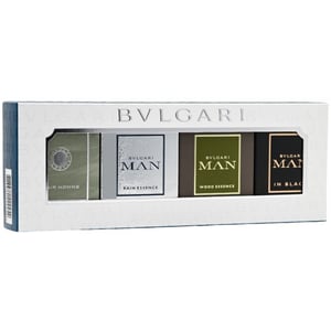 Bvlgari Miniatures For Him Gift Set 5ml EDT + 5ml Rain Essence EDP + 5ml Wood Essence EDP + 5ml In Black EDP