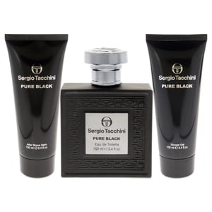 Sergio Tacchini Pure Black Gift Set 100ml EDT + 100ml Shower Gel + 100ml Aftershave Balm